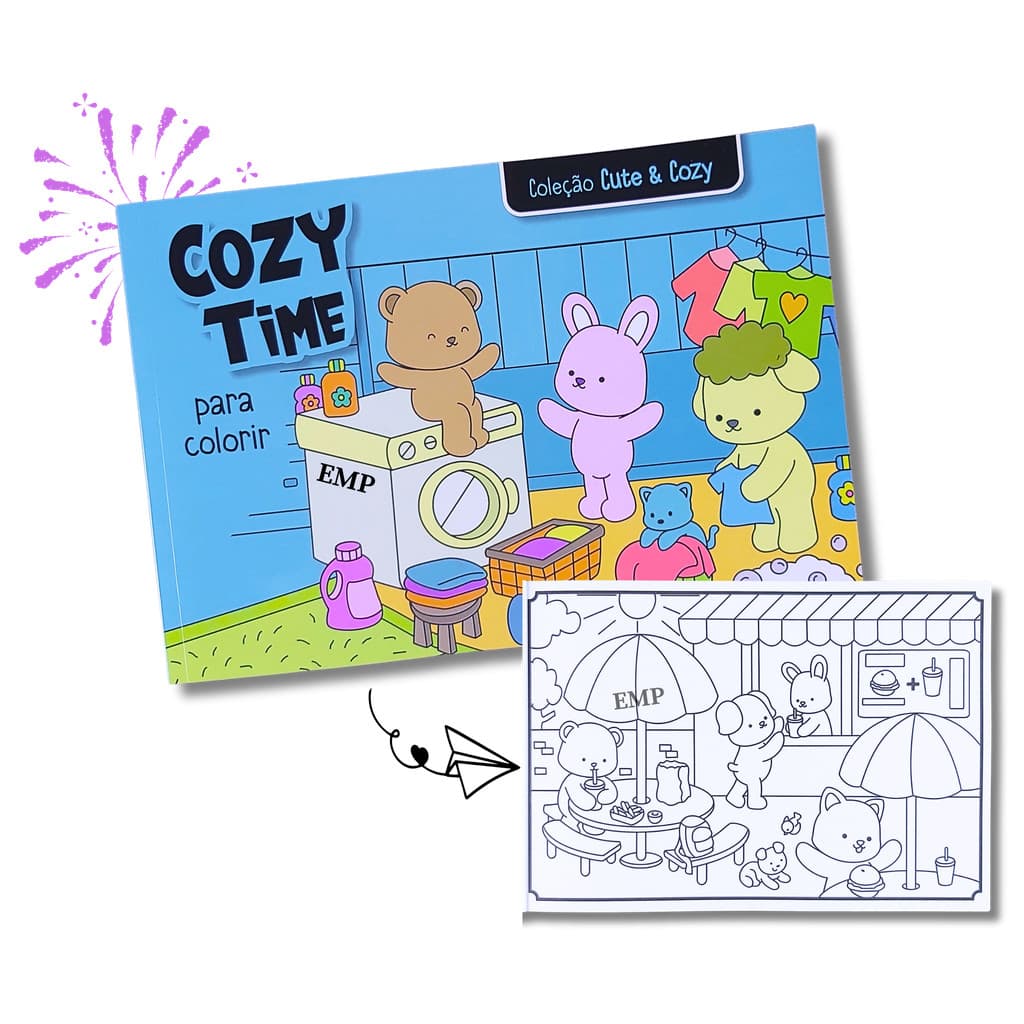 Livro de Colorir Cute & Cozy - Cozy Time