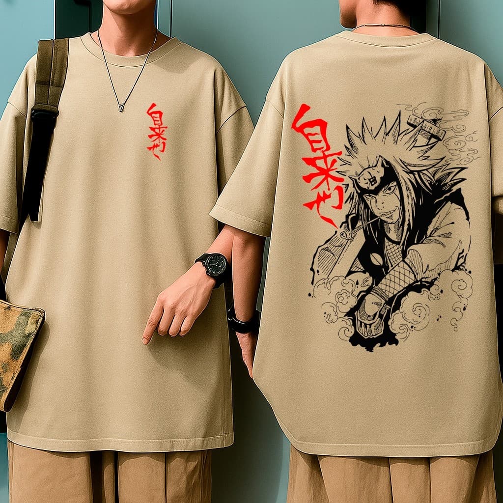 Camiseta Oversized Jiraya Anime Streetwear Camisa Unissex Feminino Masculino