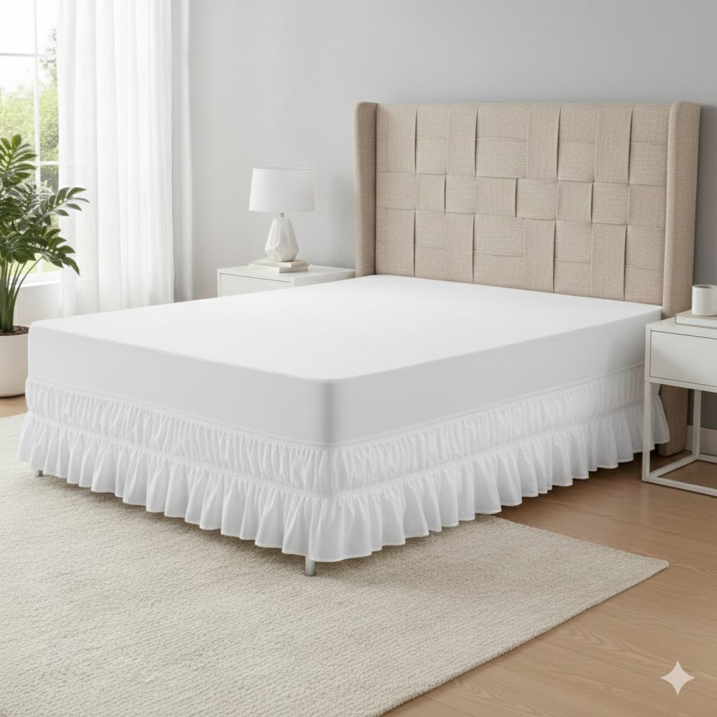 Saia Box Ajustável Elasticada Dupla Solteiro Casal Queen King Poliéster Cobre Box Decorativa Elegante Macia