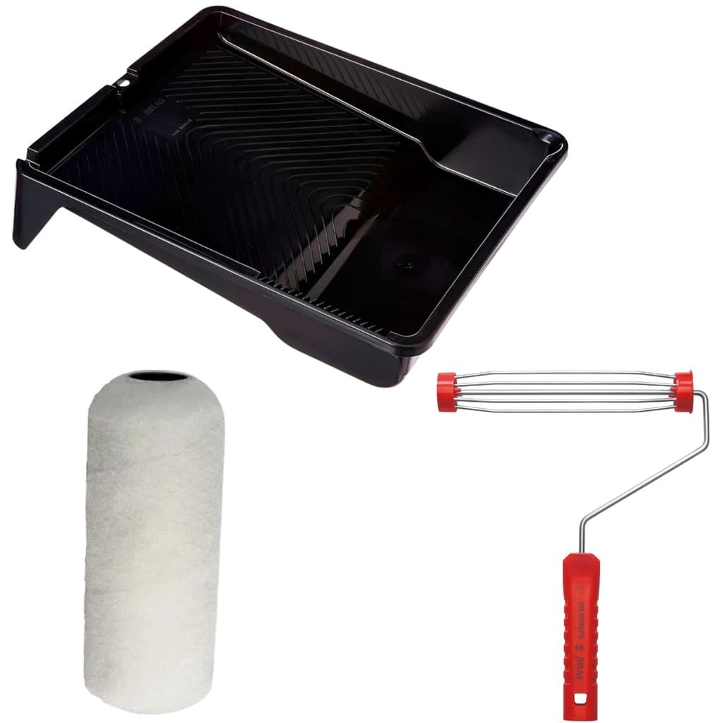Rolo de Pele de Carneiro 23cm + Suporte Garfo  23cm Sem Rosca + Bandeja Para Pintura 2,7L