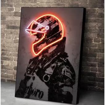 Quadro decorativo para sala de estar decoração de casa néon design f1 motorista de corrida