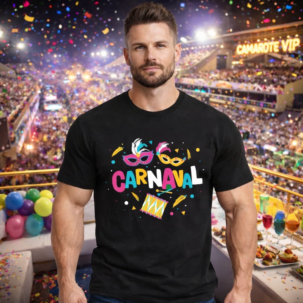Camiseta Masculina Carnaval 2026 casual bloquinho Oba 100% Algodão Caimento Perfeito Leve Respirável