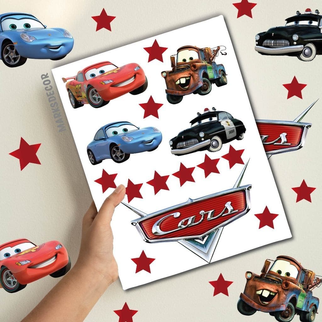 Adesivo Para Parede Carros Disney, Relâmpago Mcqueen, Decoração Quarto de Menino, Papel de Parede