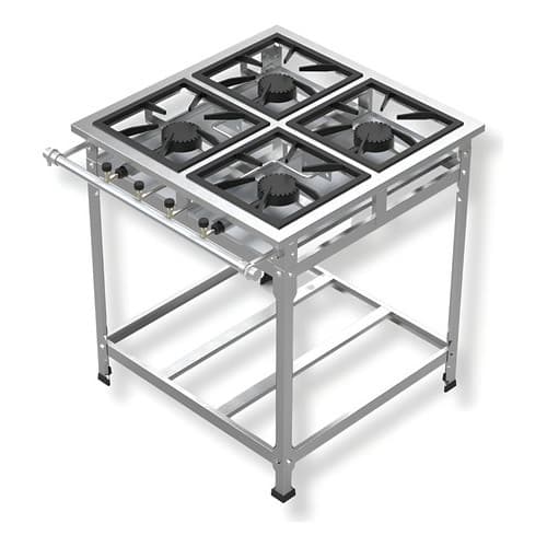 Fogão Industrial 4 Bocas Alta Pressão P5 Duralínea Inox Cinza Claro