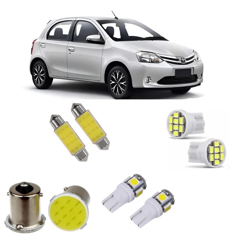 Kit Lâmpadas de Led Pingo Torpedo Toyota Etios Farolete Placa Teto Ré Lampadas De Led