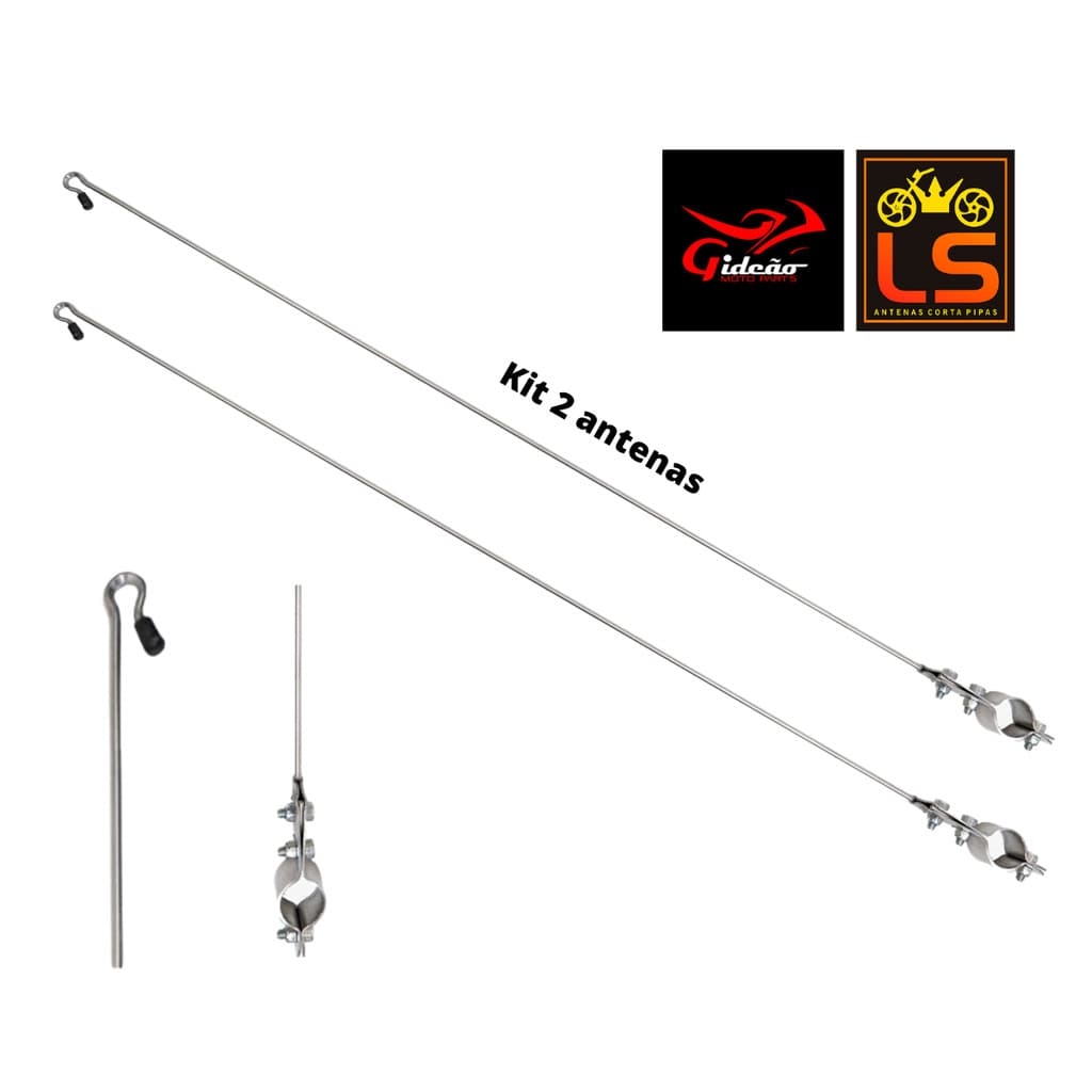 Kit 2 Antenas Corta Pipa Inox Fixa No Guidão Prata