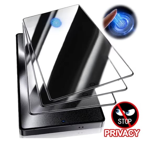 Versão de Desbloqueio por Impressão Digital Película Vidro de Privacidade para S24/S24 plus / S25 / S25 plus/S25 ultra