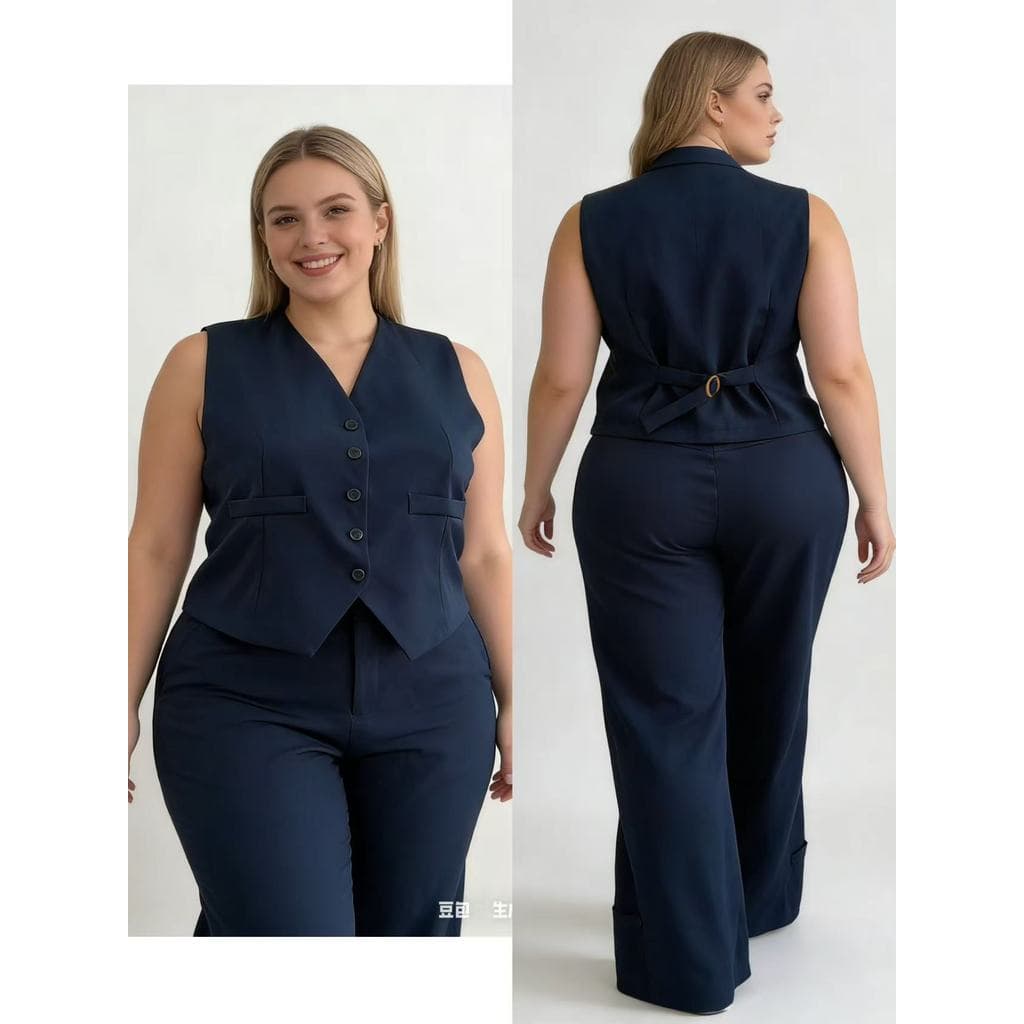 Conjunto Colete+Calça Alfaiataria Plus 46-50 Bolso botões funcionais 9855