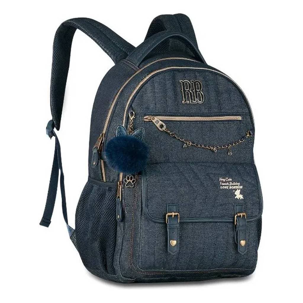 Mochila Costas Denim Vintagem C/ Charms - Rebecca Bonbon