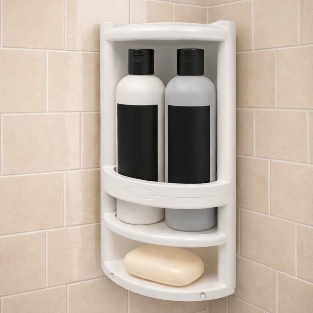Suporte De Canto Para Box Porta Shampoo Prateleira Banheiro 2 Andares