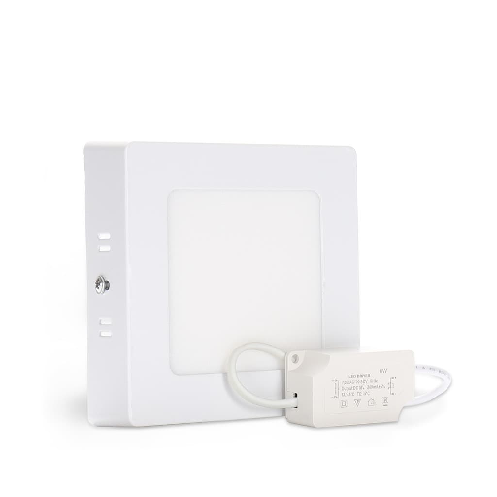 Plafon Led 6w Quente 3000k- Amarelo Quadrado Sobrepor