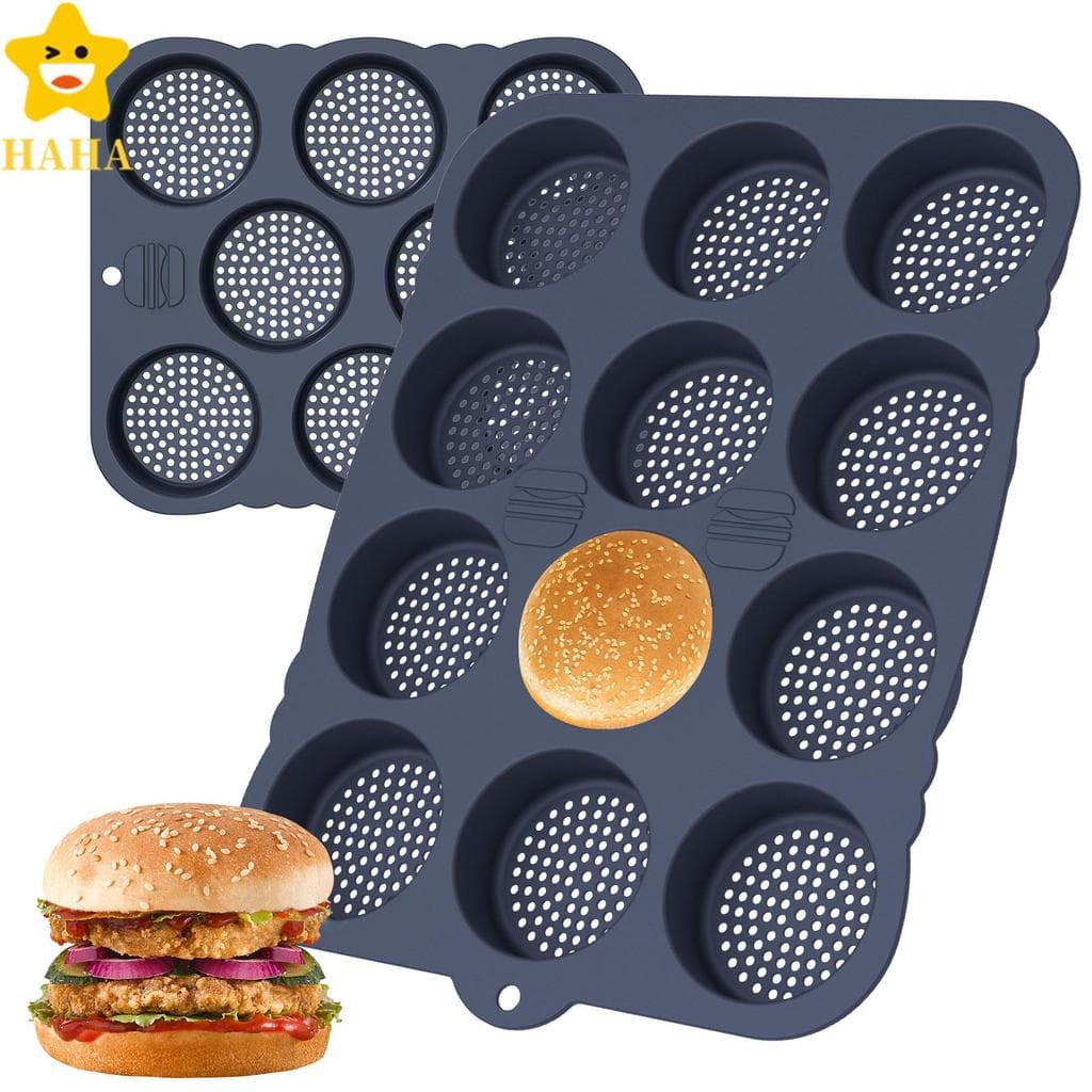 Forma De Pão De Hambúrguer 8/12 Cavidade Reutilizável Antiaderente Moldes De Silicone Panela Fácil De Liberar Assadeira