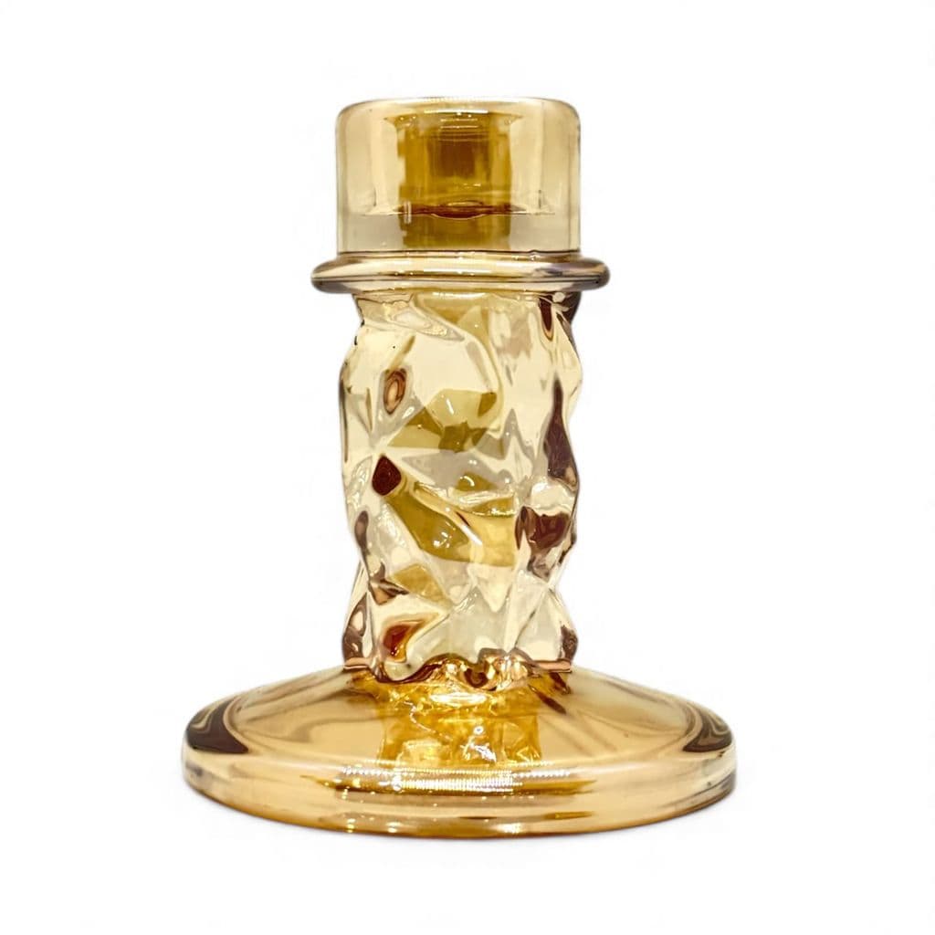 CASTIÇAL DE VIDRO CRISTAL PORTA VELA DOURADO 10CM MOD1