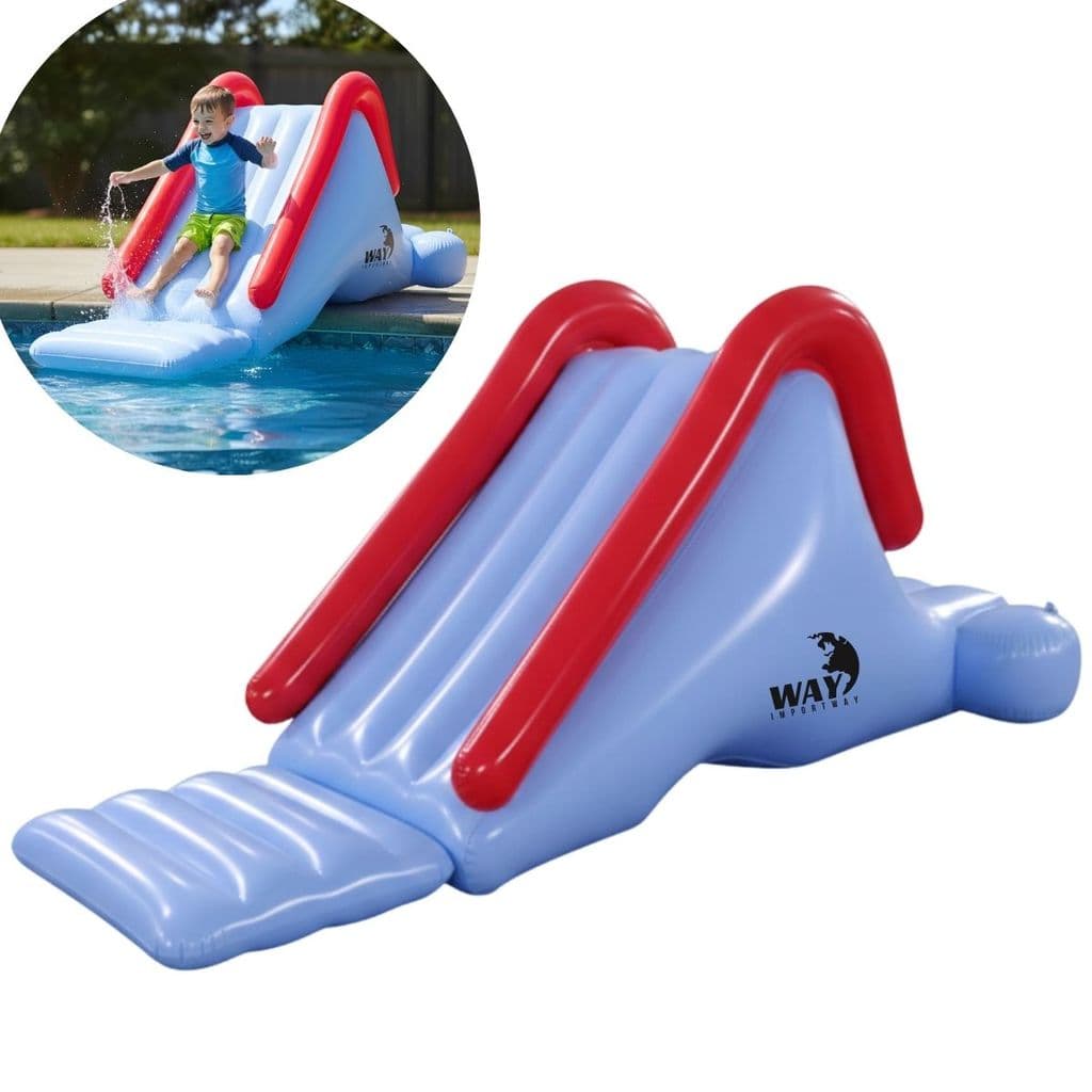 Escorregador Inflável Para Piscina 50kg Com Alça 180cm Azul-claro