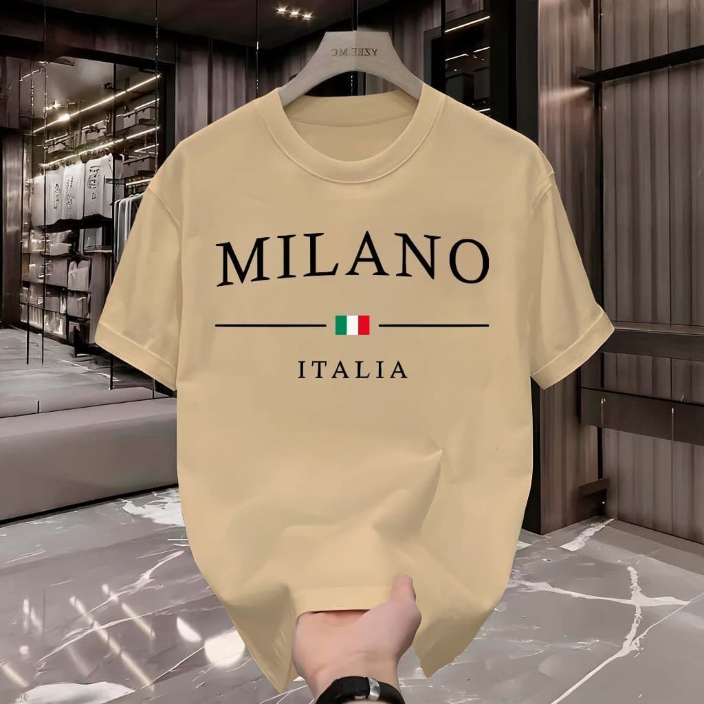 Camiseta Milano Italia T-Shirt 100% Algodão Camisa Masculina Street Wear Manfinity