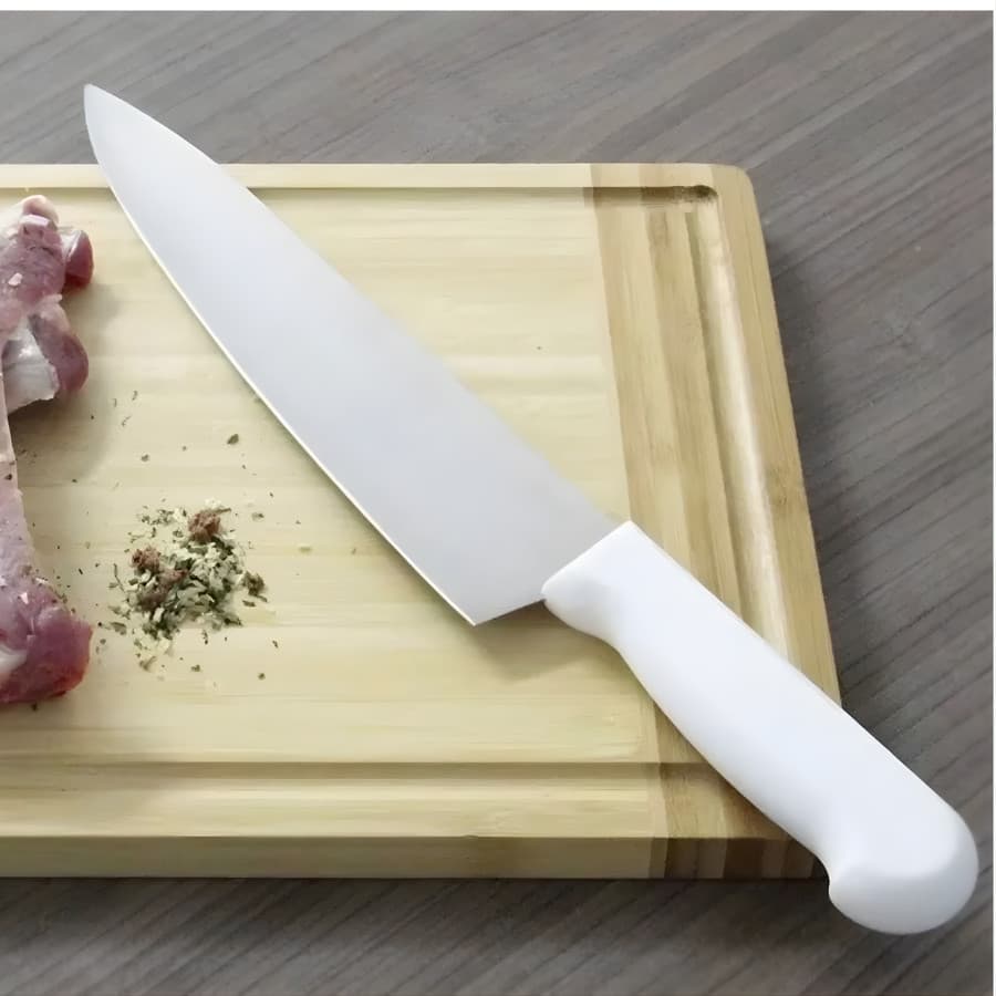 Faca Carne Chef Aço Cabo Branco 8'' ou 10" Profissional Churrasco Entre as melhores facas de cozinha