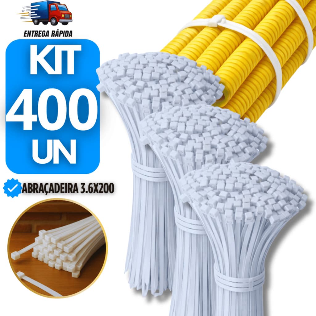 Combo Abraçadeira Nylon Resistente Amarração Cinta Plástica Hellerman 3.6x200mm  Abraçadeiras