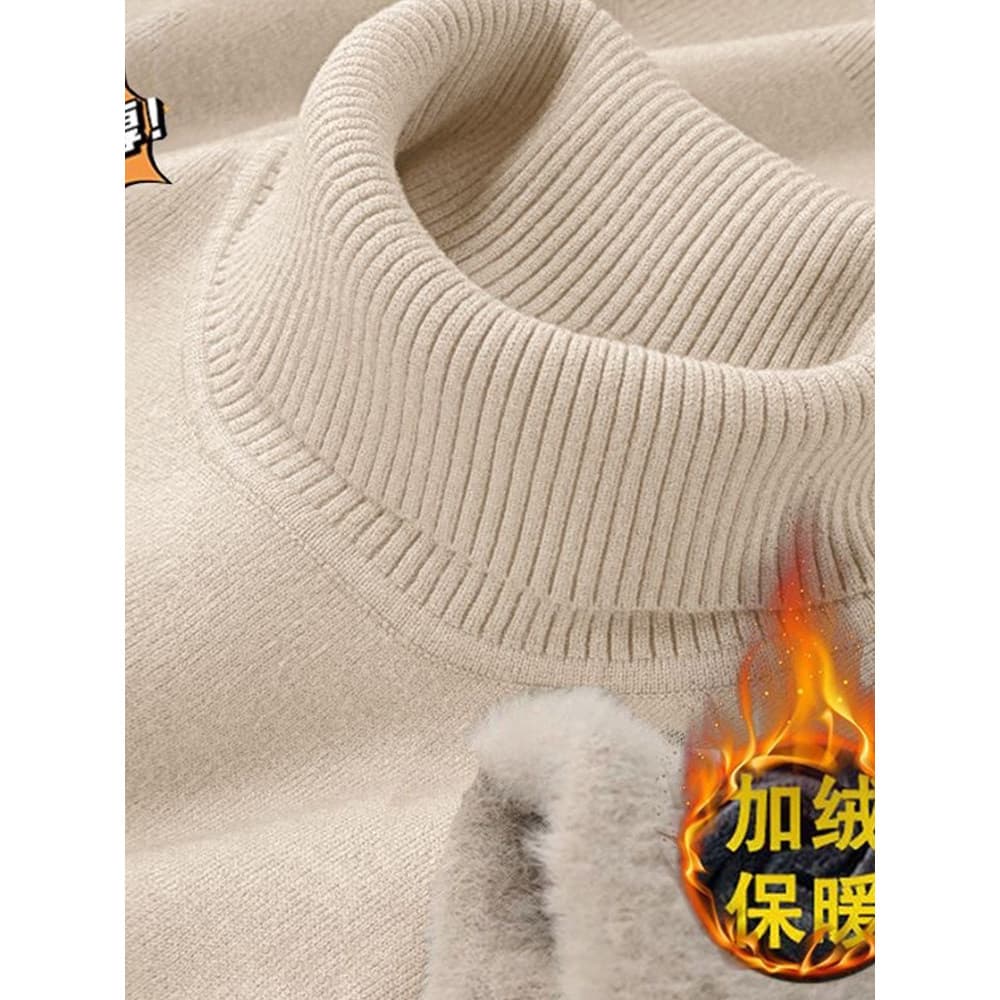 Suéter masculino de lã, peça única, gola alta, quente, resistente ao frio, inverno, novo estilo, lapela, engrossado, int