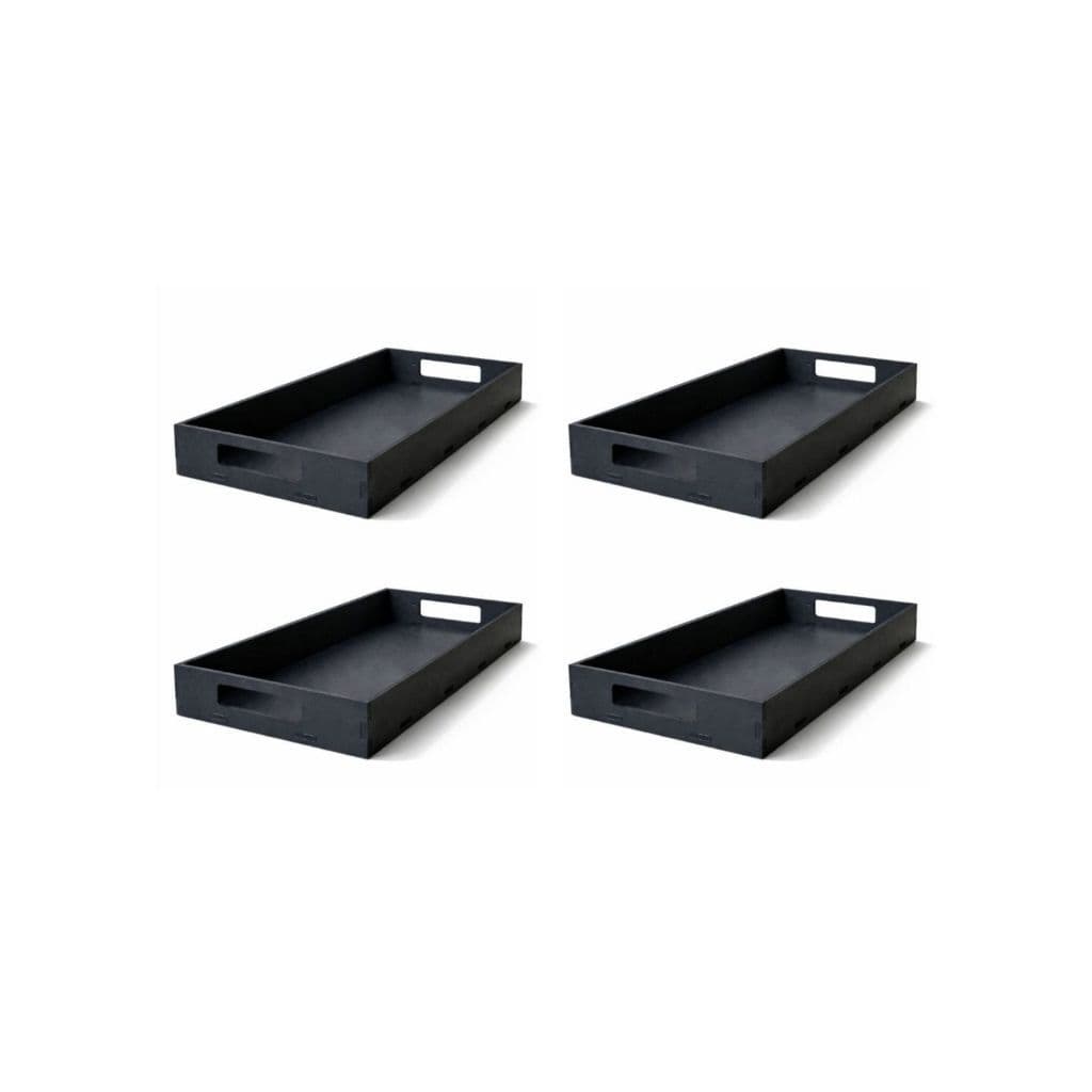 Kit 4 Bandeja Decorativa Preta com Alças – MDF Premium para Sala, Lavabo e Mesa | Organizadora Multiuso