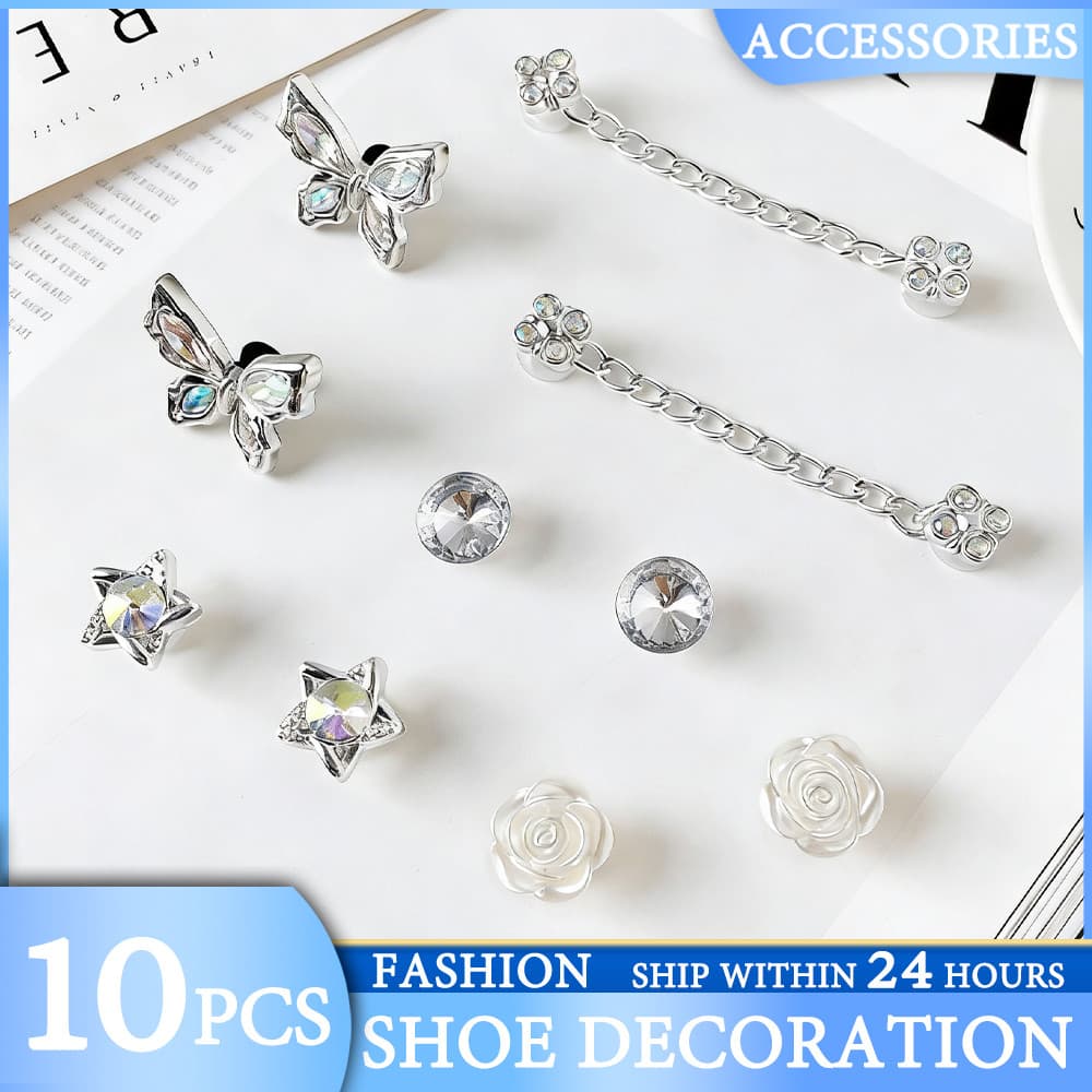 Charms de Sapatos 10 peças Acessórios Decorativos de Borboleta para Sandálias, Botões e Alfinetes, Podem ser usados como