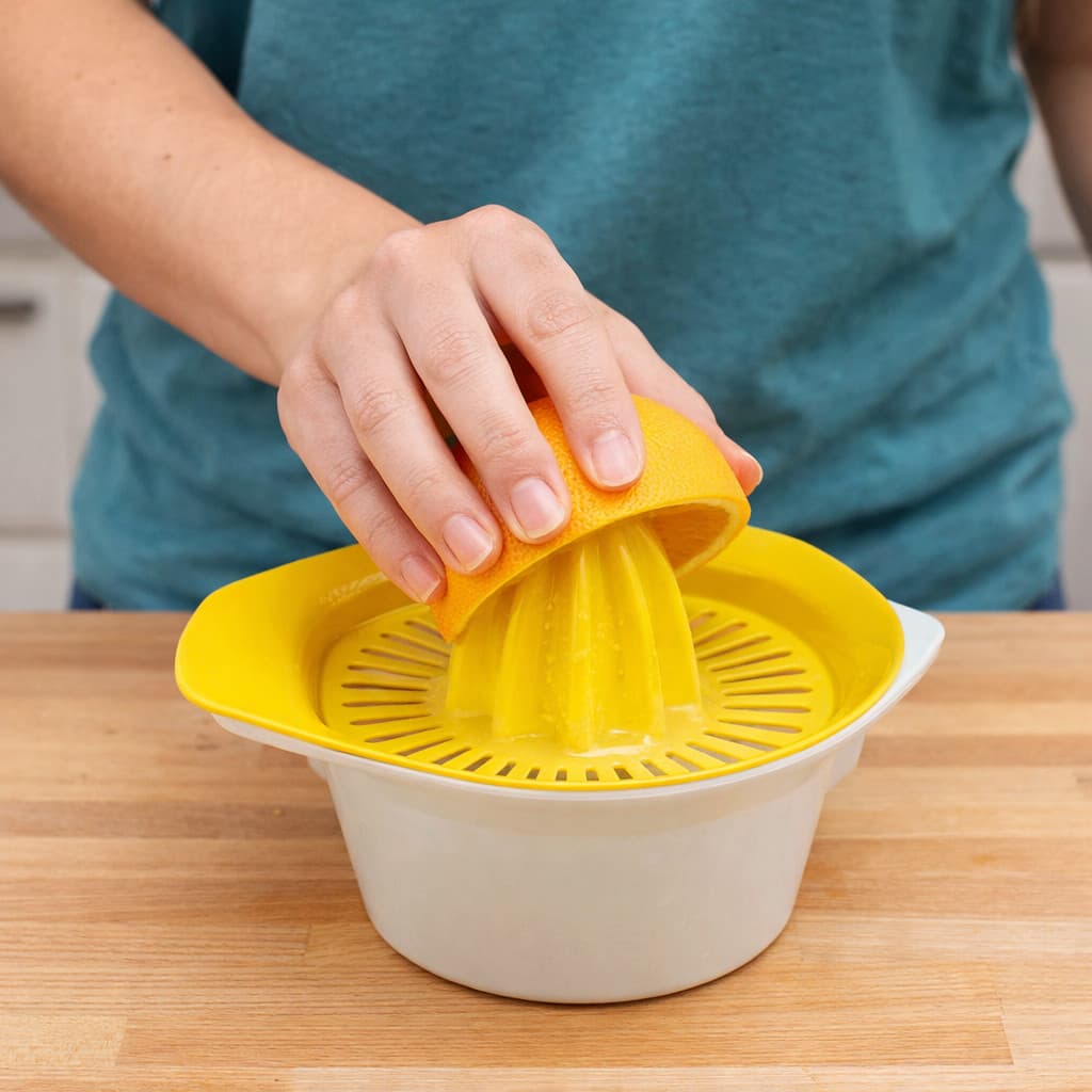 ESPREMEDOR MANUAL DE LIMÃO E LARANJA COM PENEIRA PLASTICA COZINHA