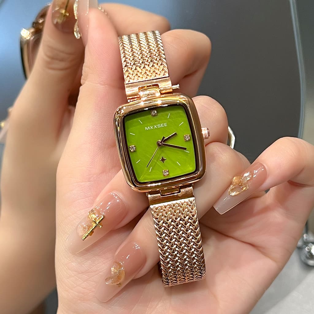 Relógio Feminino Quadrado MXXSEE Com Diamantes | Estilo Retrô , Luxuoso , Boho E Formal