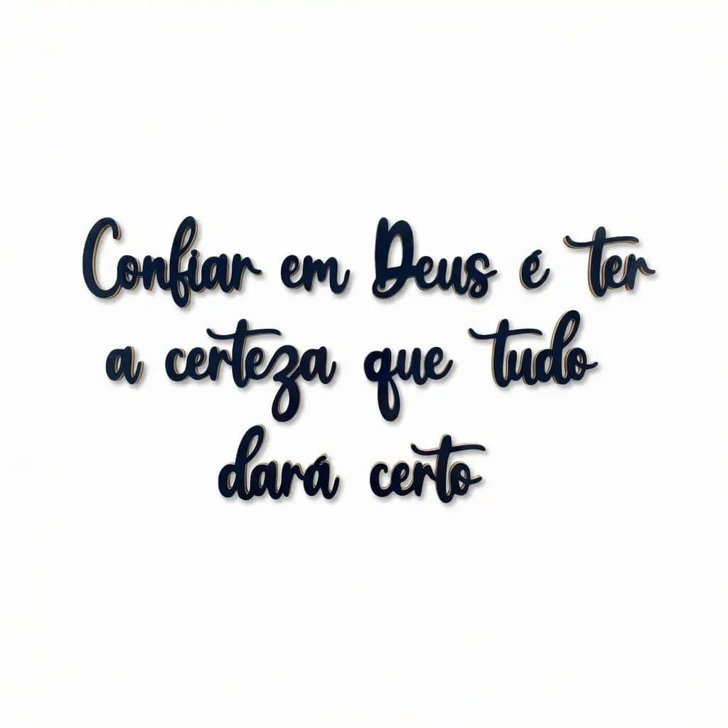 Frase Decorativa Parede Confiar em Deus MDF Decoração Cristã Religiosa Quadro para Sala e Quarto Elegante