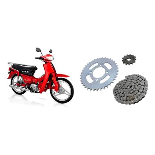 Kit Relacao Transmissao Coroa Pinhao Corrente Traxx Star 50 Prateado