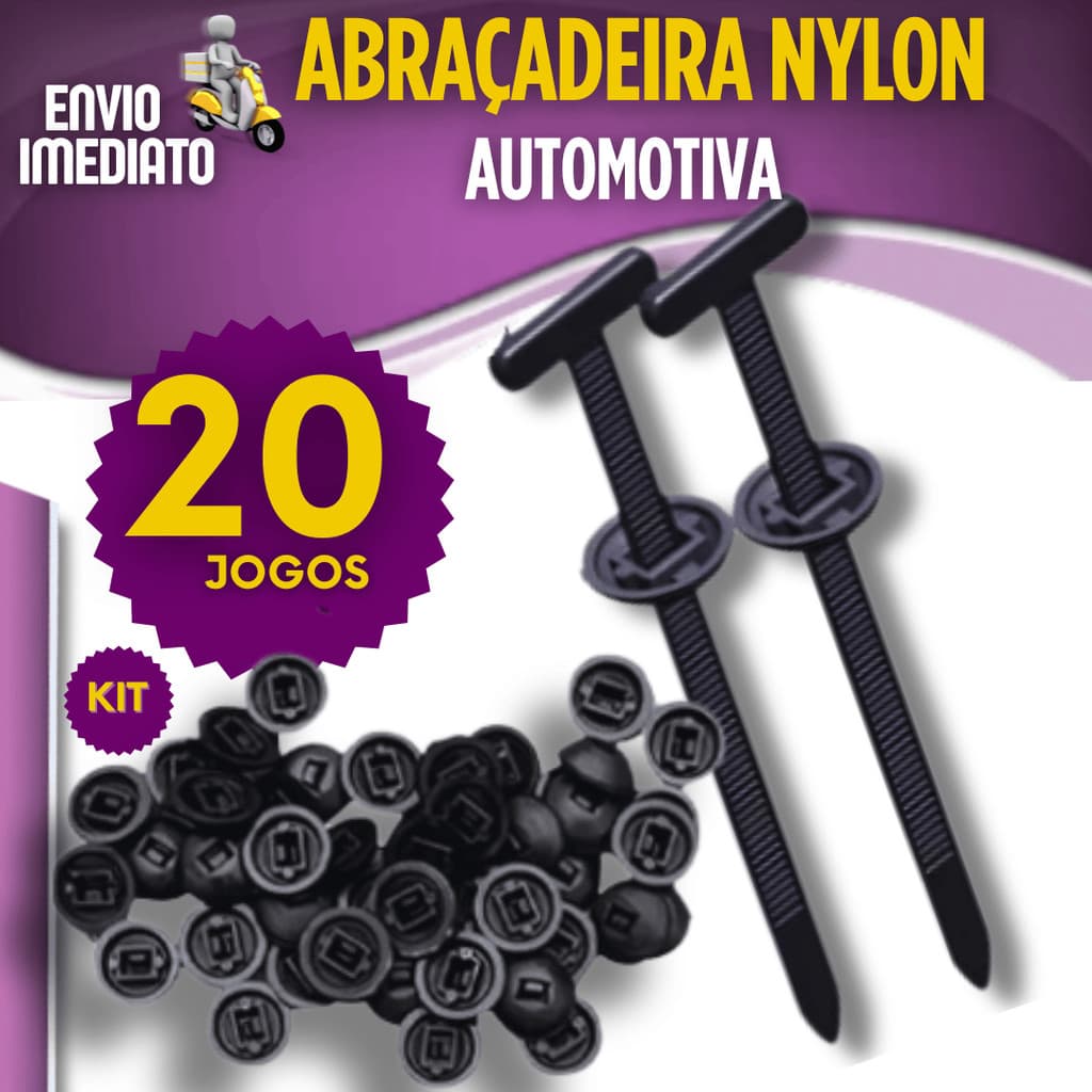 Kit 6/10/20 Abraçadeira de Nylon Automotiva T Universal com Fecho Fivela Cinta Multiuso Resistente