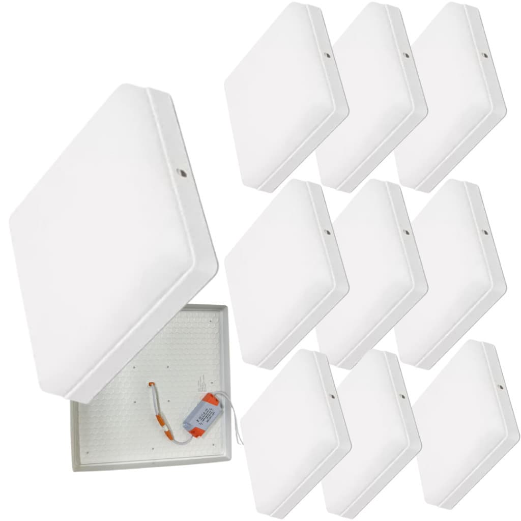 Kit 10 Luminária Led Plafon Borda Infinita 50W Sobrepor Quadrado 30x30cm Bivolt 4000k