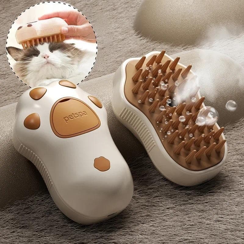 Escova 3 em 1 para animais de estimação, escova a vapor para gatos, pente para cães, escova elétrica com spray para pelo