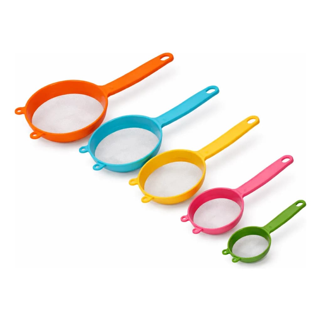 Jogo 5 Peneiras 7 a 19cm Tela Fina Cozinha Multiuso