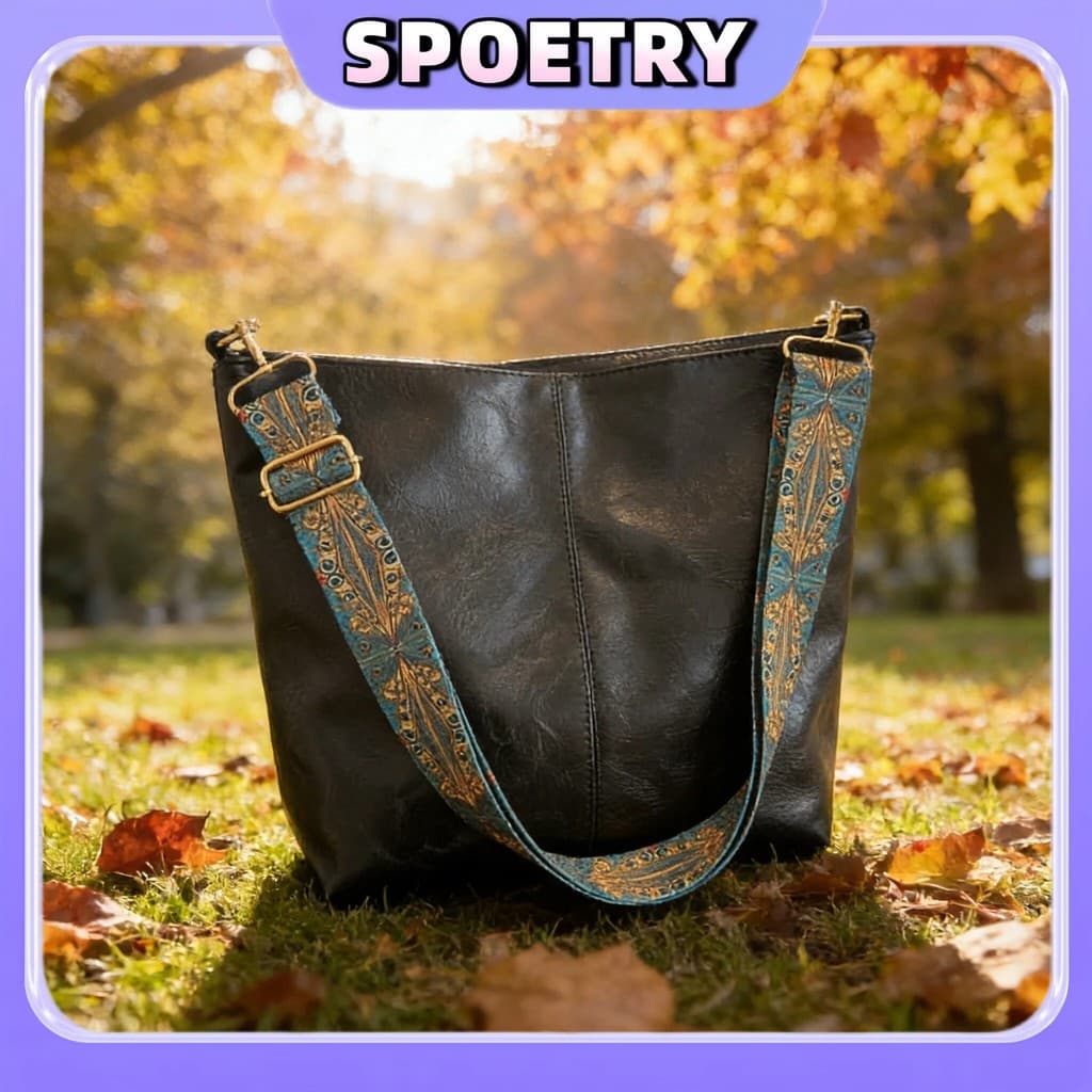 Bolsa Transversal Feminina Vintage de PU Bolsa de Mão Fashion de Grande Capacidade com Múltiplos Compartimentos