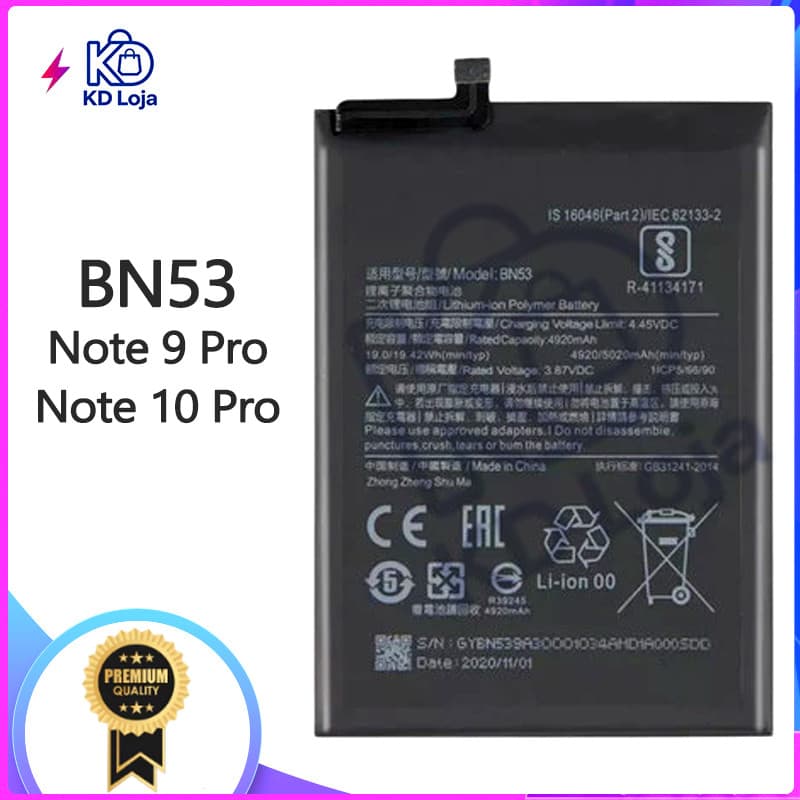 Bateria Para Redmi Note 9 Pro/note 10 Pro/note 10 Pro Max BN53 Nova Com Garantia