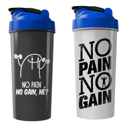 Kit 2 Coqueteleiras 600ml Shaker Casal Academia Fitness Agua Preto/incolor