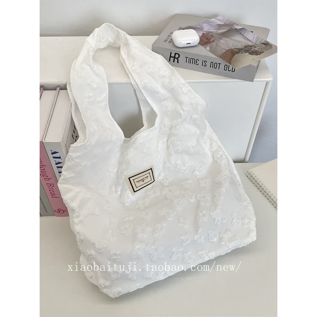 Pequeno coelho branco Design de mesa Jacquard colete saco tridimensional pequena flor axilas saco feminino estudante bol