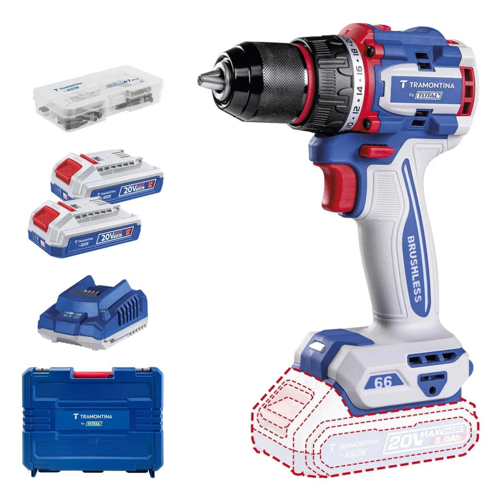 Parafusadeira/furadeira 1/2 20v Tramontina Bytotal C/2bateri Azul 127/220v