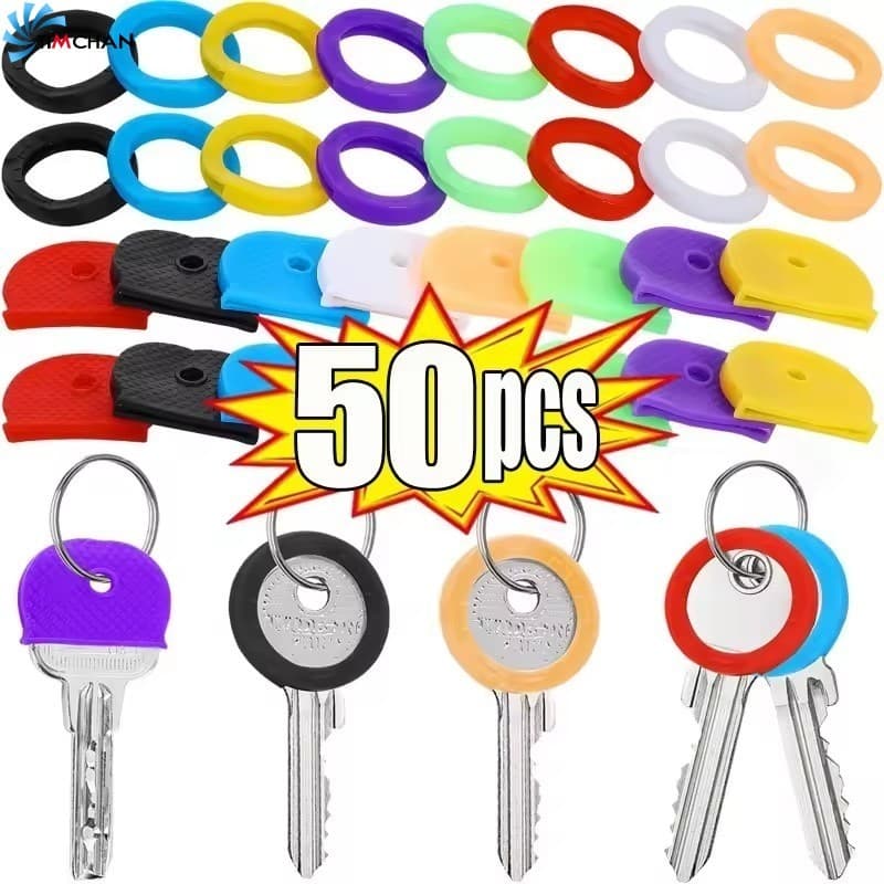 [Brilhante] 50/30/10 Unidades De Etiquetas Coloridas De Identificador De Chave-Proteção De Chaveiro À Prova De Ferrugem-