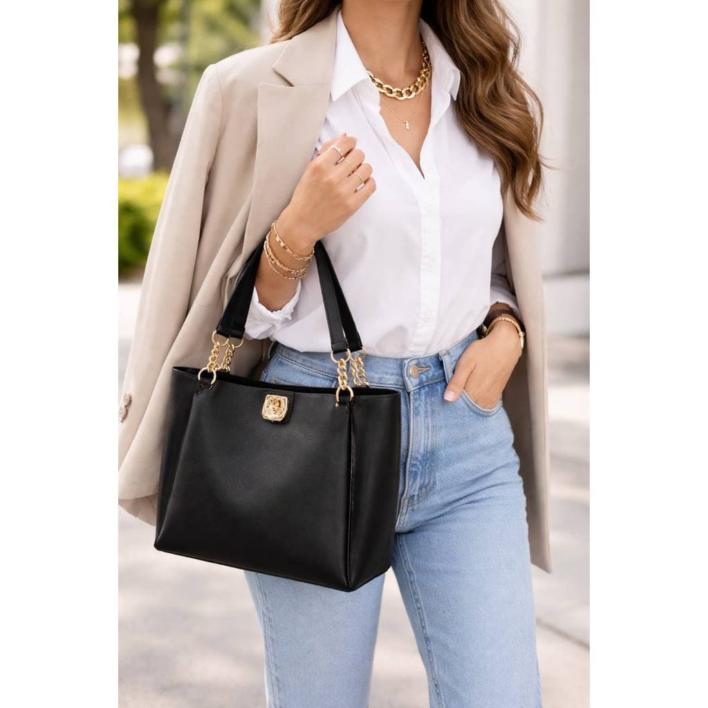 Bolsa Feminina de Mão e Ombro Com Corrente Estilosa Elegante e Casual