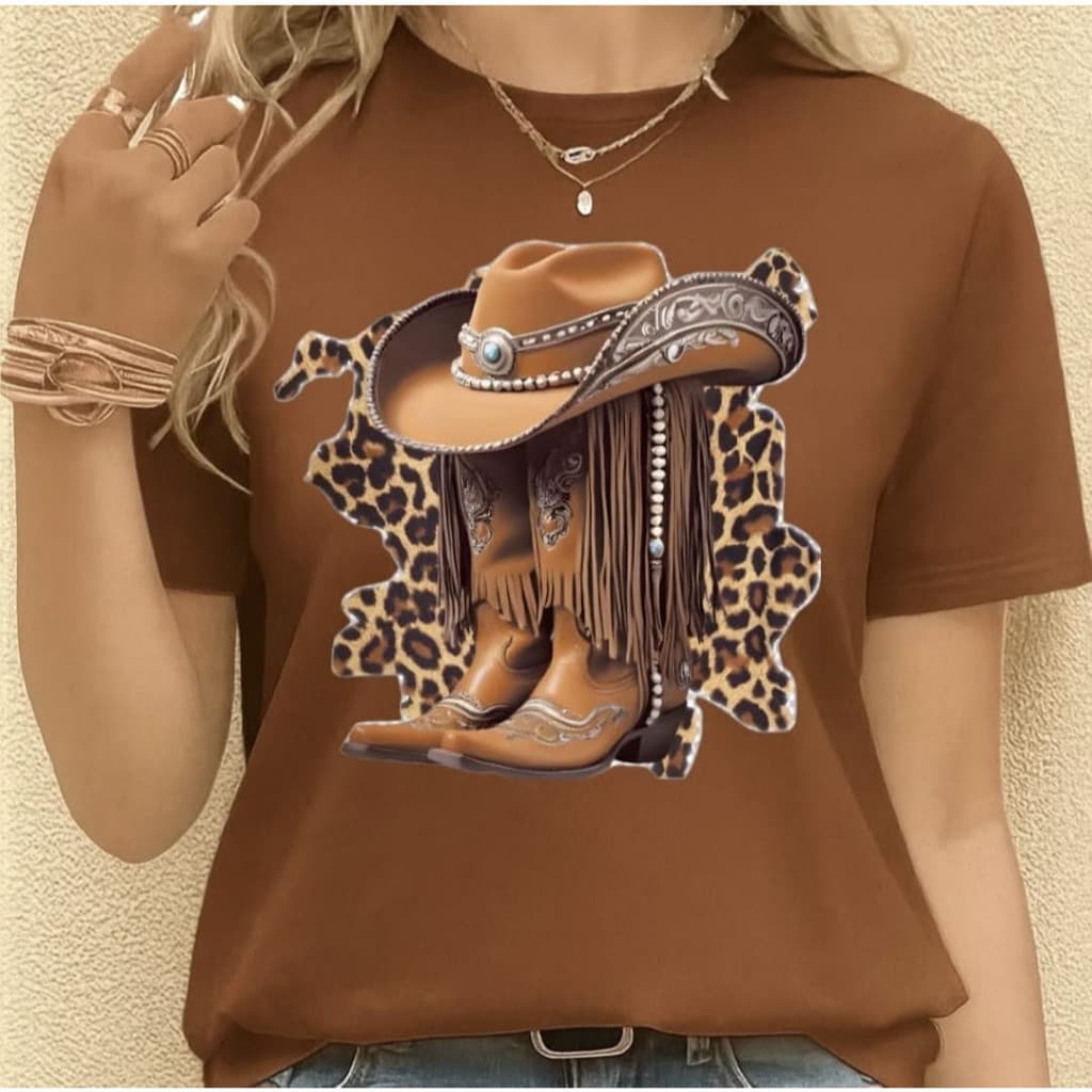 Camiseta Estilosa Blusa Tshirt Country Tee Bota Texana Chapeu Cow Girl Boiadeira Estilosa Tendencia Rodeio