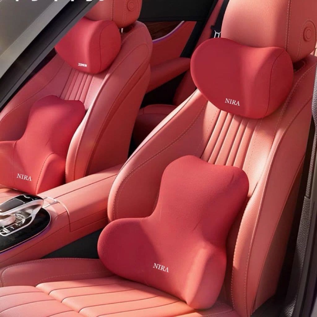 Conjunto de travesseiro lombar para encosto de cabeça de carro, travesseiro de pescoço, assento de carro, travesseiro lo