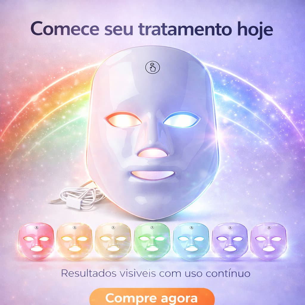 Máscara de LED 7 Cores para Terapia de Fóton, Cuidados com a Pele, Firmadora e Antienvelhecimento