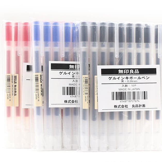 10pcs/saco Japão 0.38mm Papelaria Caneta Gel MUJI Teste de Gel Escrita Suave à Base de Água para Estudantes