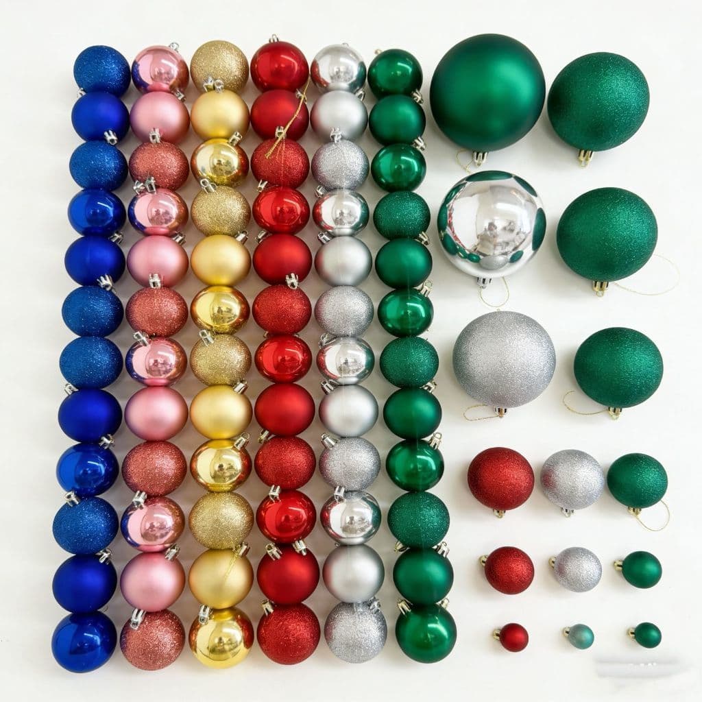 kit com 15/12/9/6 bolas de natal MISTA FOSCA /LISA /GLITTER tamanho 3/4/5/6/7/8cm decoração enfeite para árvore de natal