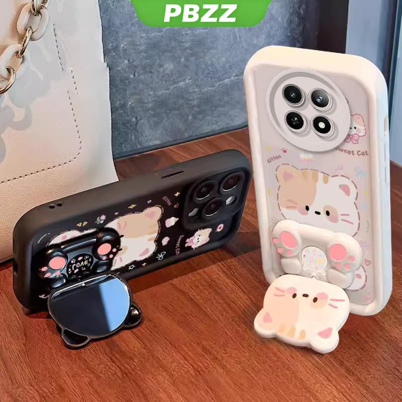 Capa Para realme 12 pro plus + 5g De Telefone Softcase Silicone À Prova De Choque Novo design Estético Gato De Desenho A