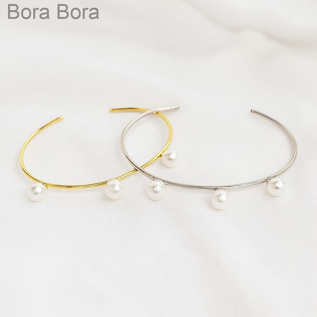 (V)Bracelete com Perolas Luxo Dourado e PrateadoBT4F