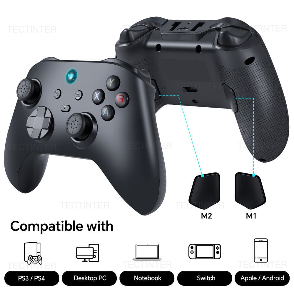 Controle Sem Fio Bluetooth G6 Hall Effect Joystick para Switch 1/2 , Controles Gamepad PC/PS3/PS4/iOS
