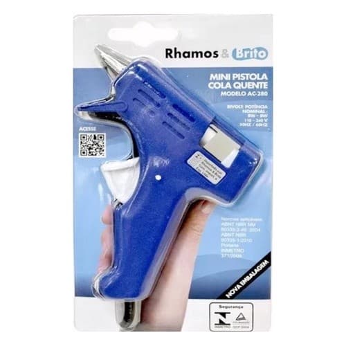 Pistola de Cola Quente Fina Rhamos e brito 8W/20W - AC-280 (Bastão de Cola Quente Fino 7,5mm)