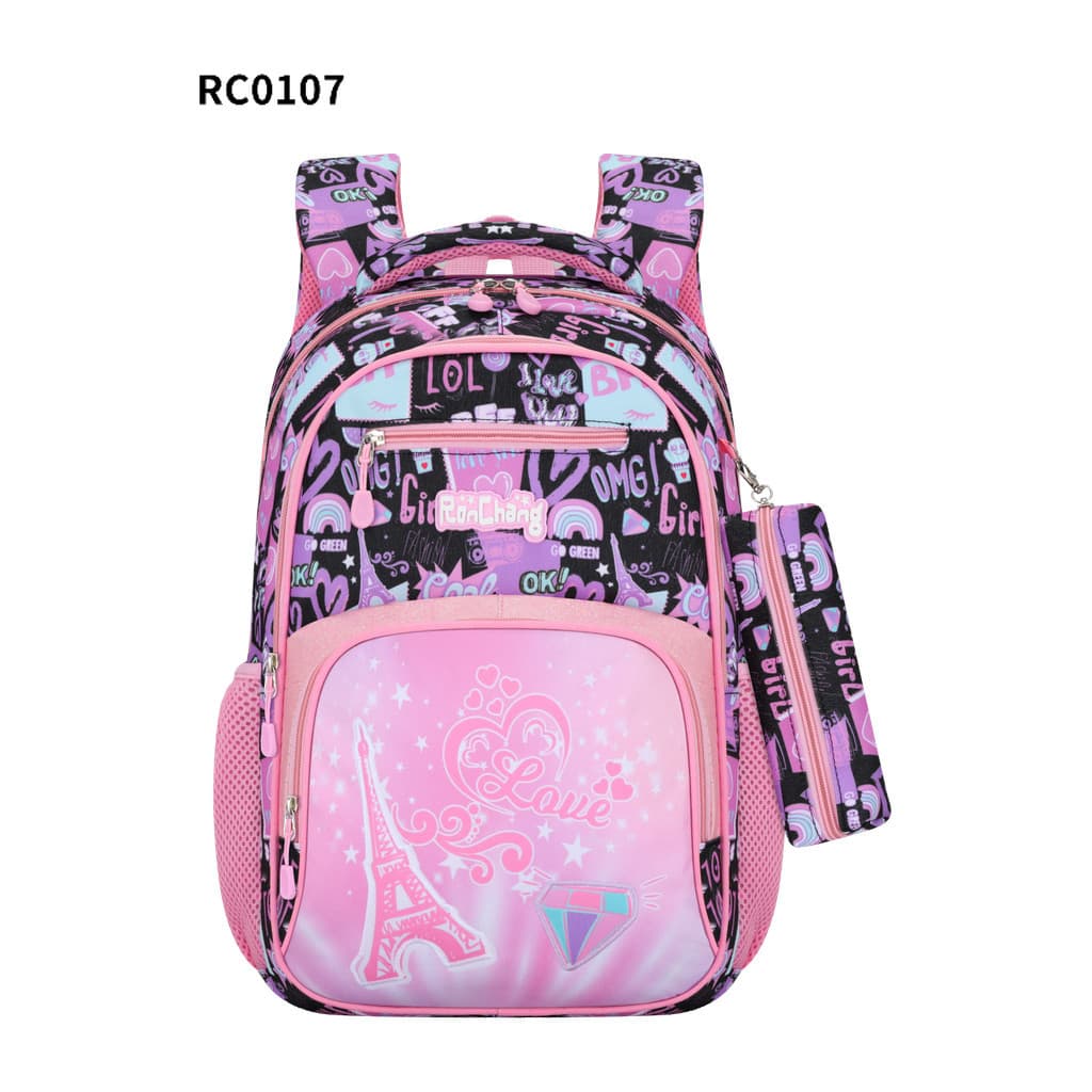 Mochila Escolar Infantil Cute | Estampa Fofa + Estojo | Leve, Resistente e Ideal para Escola