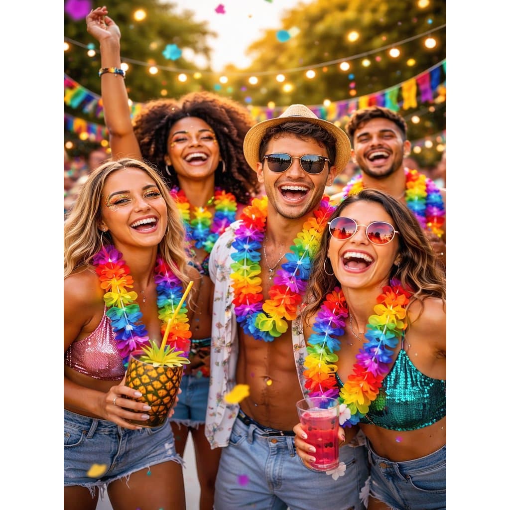 Colar Havaiano Flor Festa Carnaval Fantasia Atacado Luau Adereço de Pescoço
